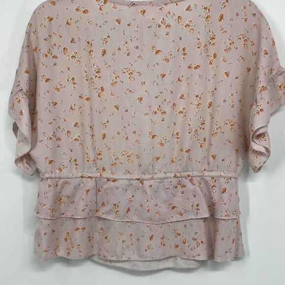 Urban Romantics Womens Pink Floral Blouse Flutter Sleeve Top NEW Size Medium - Picture 10 of 10